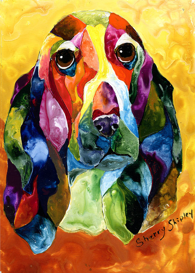 642x900 Basset Hound Blues Painting By Sherry Shipley - Basset Hound Painting