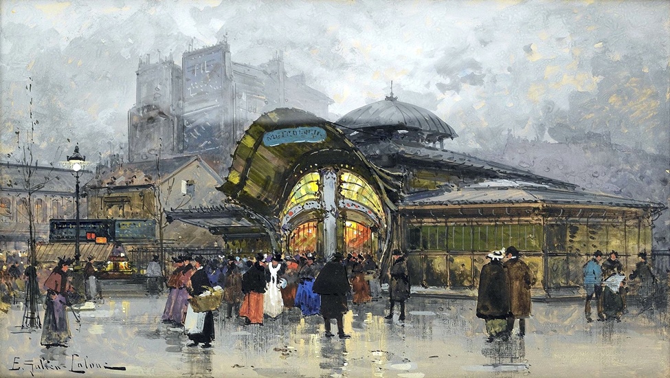 975x550 Paris Metro Station Bastille Painting By Galien Laloue - Bastille Painting