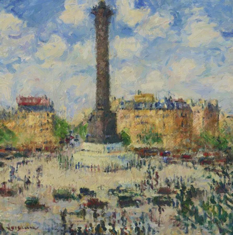 892x900 Place De La Bastille Painting By Loiseau Gustave - Bastille Painting