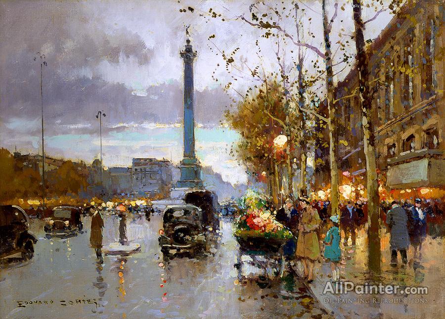 900x647 Edouard Cortes Place De La Bastille Oil Painting - Bastille Painting
