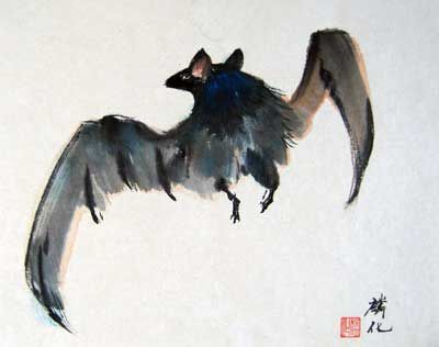 400x316 I Adore Chinese Bat Paintings. Stuff I Like Bats - Bat Painting