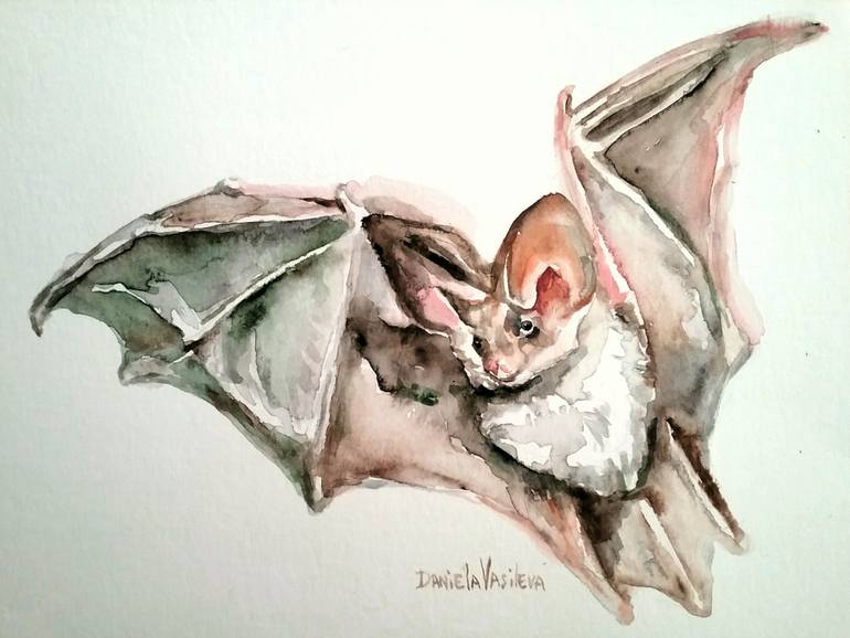 770x578 Saatchi Art Flying Bat Painting By Daniela Vasileva - Bat Painting