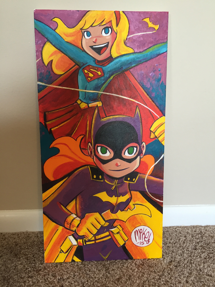 750x1000 Batgirl Supergirl Painting By Mikemaihack - Batgirl Painting