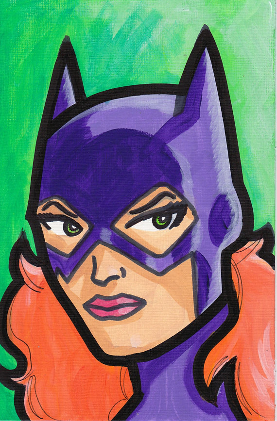 570x868 Batgirl Painting Acrylic 9 X 6 - Batgirl Painting