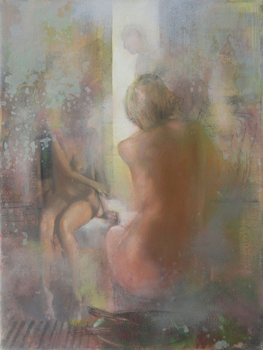 903x1200 Bath House Scene (3rd Version) (Janis Zingitis) - Bath House Painting