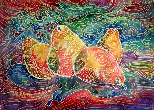 500x356 Painting 4 Pear Batik ~ Original On Canvas (Original Art By - Batik Painting On Canvas