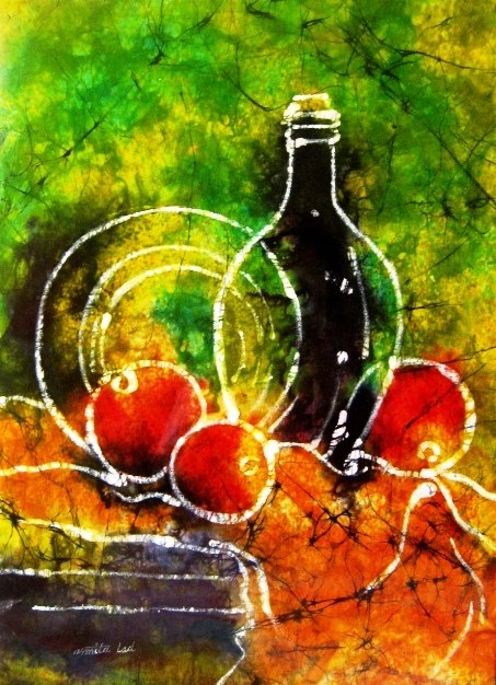 453x626 Still Life Batik - Batik Painting On Canvas