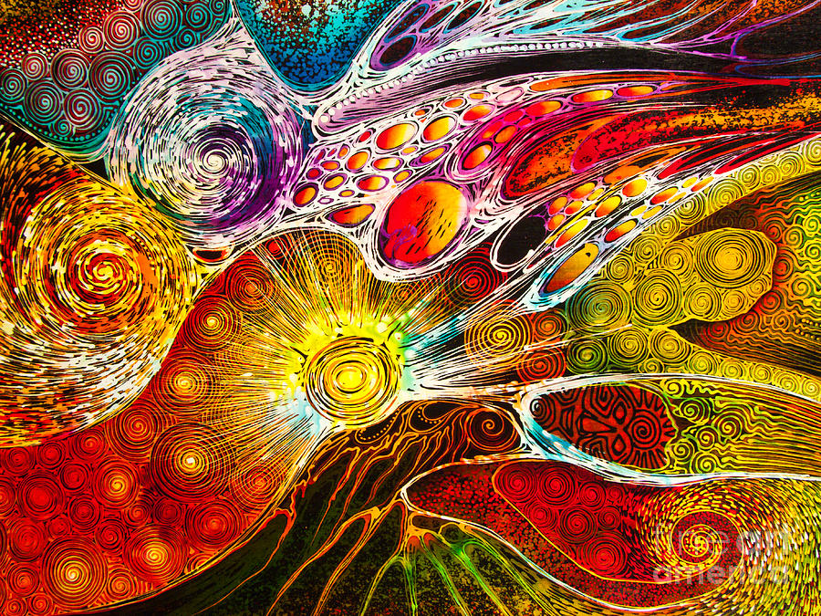 900x675 Work On Batik Painting Abstract Colorful Painting By Tosporn Preede - Batik Painting On Canvas