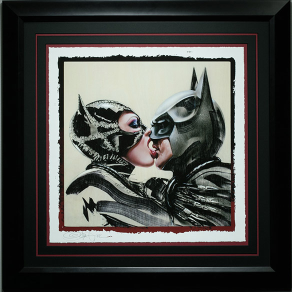 584x584 Batman And Catwoman Tongue Lashing Art Print - Batman And Catwoman Painting