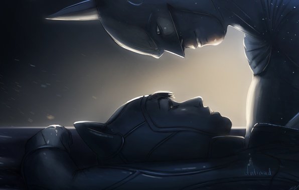 596x380 Wallpaper Look, Mask, Art, Batman, Costumes, Catwoman Images - Batman And Catwoman Painting