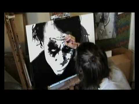 480x360 Joker Heath Ledger Batman Speed Art Painting Stephen Quick - Batman And Joker Painting