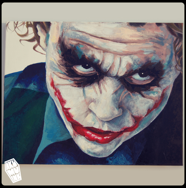 619x625 Joker 4 Oil Painting Completed - Batman And Joker Painting