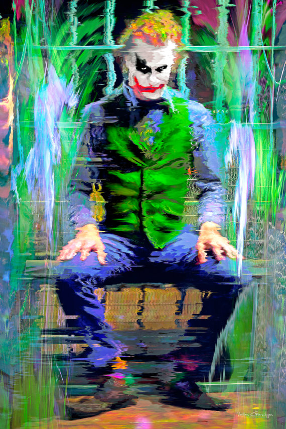 570x855 Knives And Lint Fine Art Print For All Batman Joker Lovers - Batman And Joker Painting