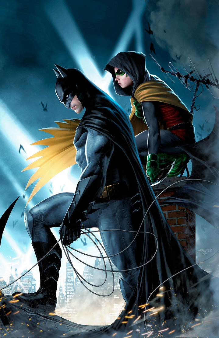 719x1111 Batman Robin By Jprart - Batman And Robin Painting