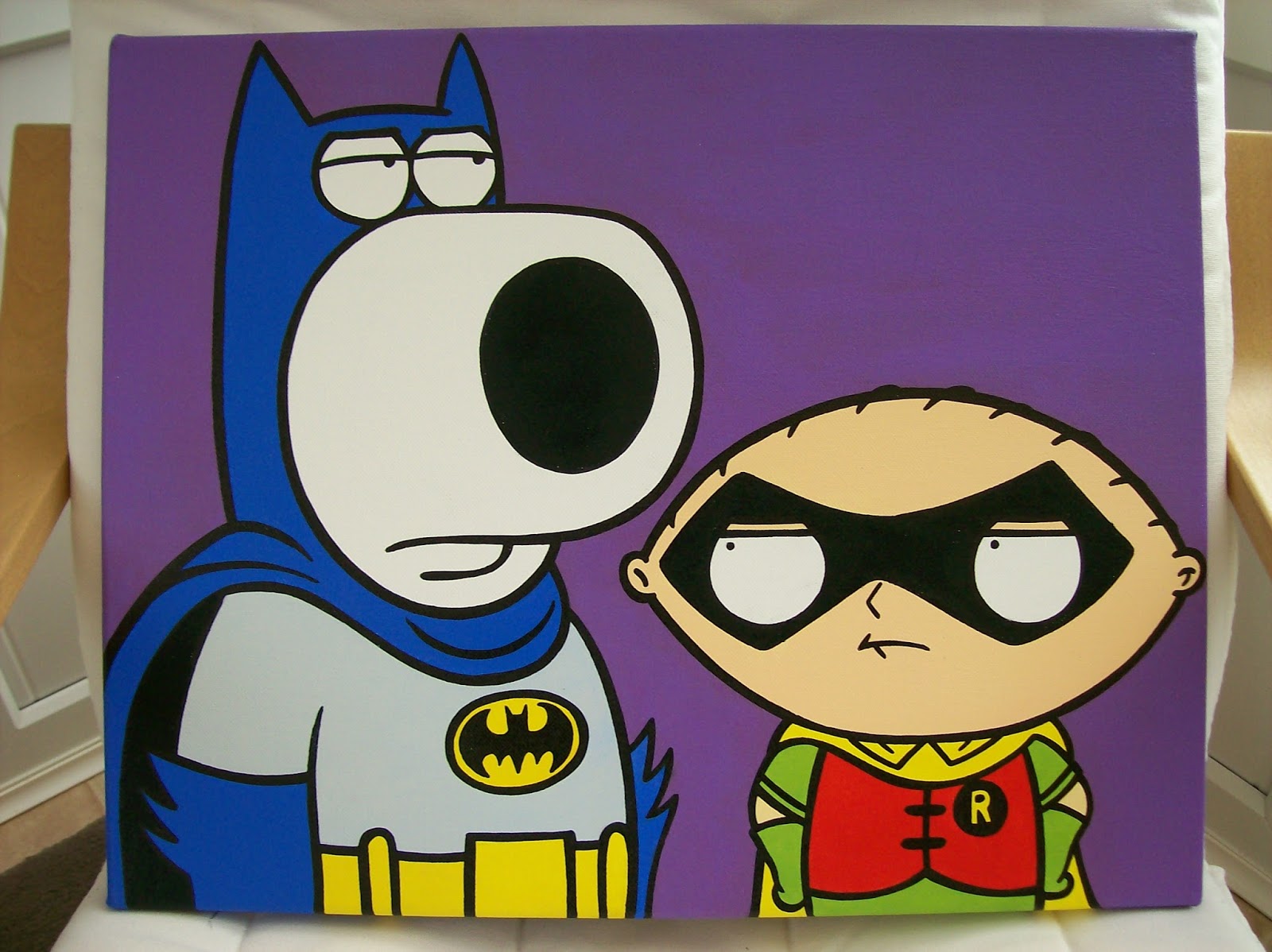 1600x1198 Jdtoonart Cartoon And Comic Pop Art Paintings Brian And Stewie As - Batman And Robin Painting