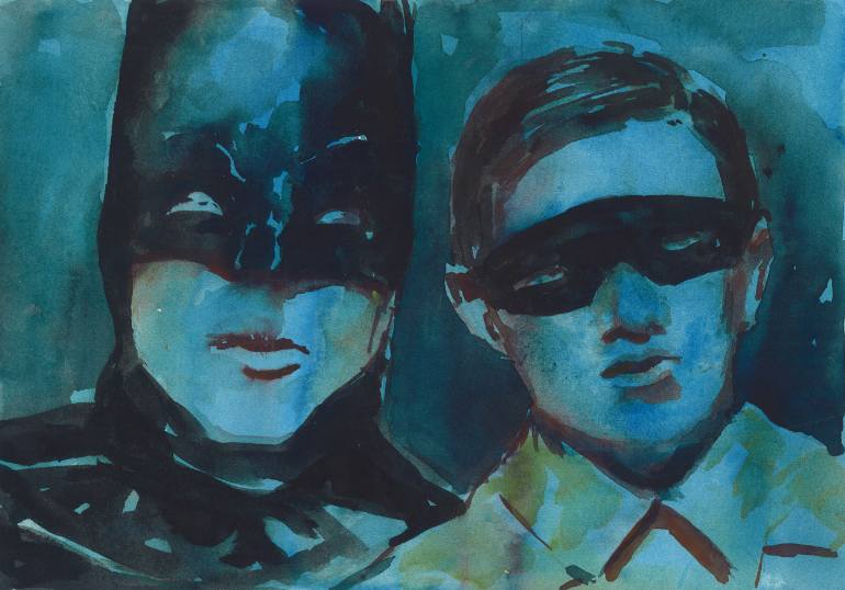 770x538 Saatchi Art Batman And Robin Painting By Mary Hayes - Batman And Robin Painting