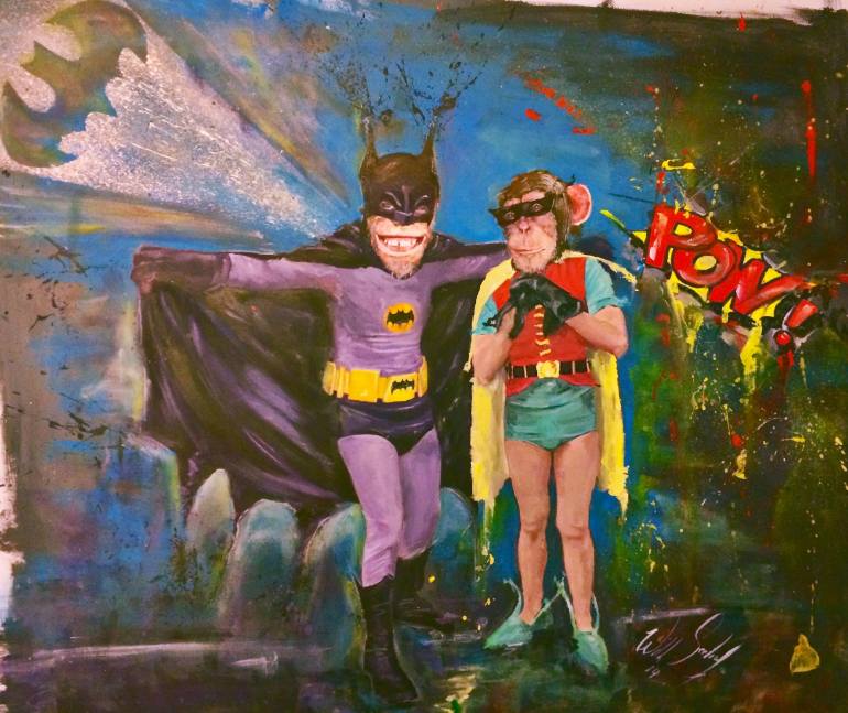 770x647 Saatchi Art Batman And Robin Painting By Wild Seeley - Batman And Robin Painting