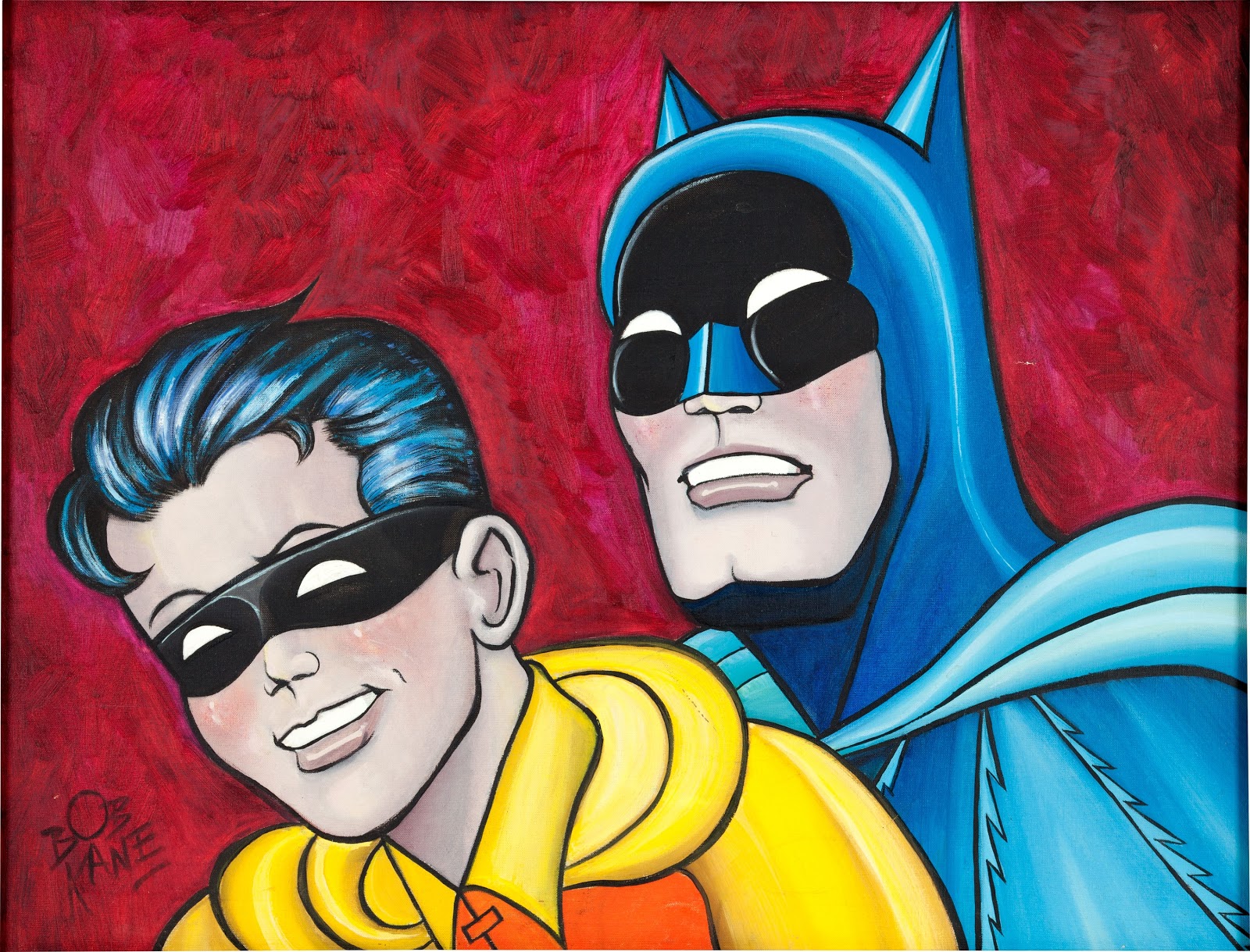 1600x1219 The Bat Channel! 1960s Batman Painting By Bob Kane - Batman And Robin Painting