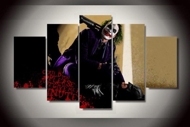 640x430 Wall Art Modular Pictures 5 Panels Batman Joker Canvas Painting - Batman Joker Painting