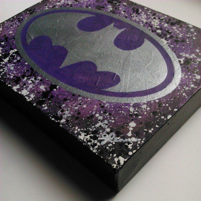 640x640 Listed On Depop By Sadaslilpixie Acrylic Paintings, Newspaper - Batman Logo Painting