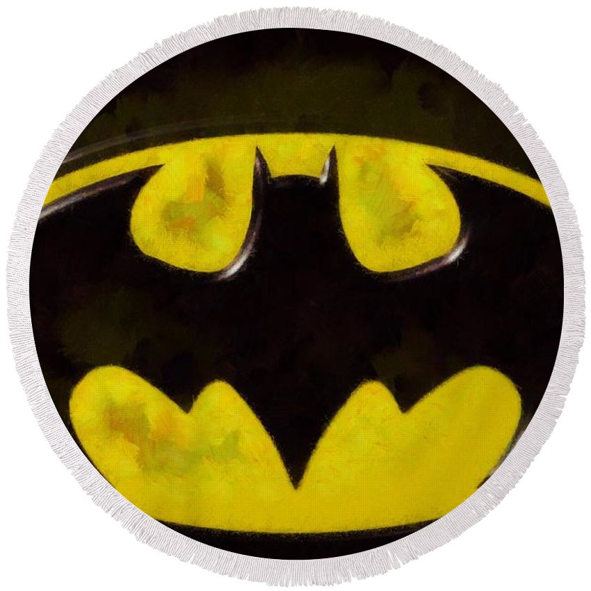 850x850 Painted Batman Logo Round Beach Towel For Sale By Dan Sproul - Batman Logo Painting