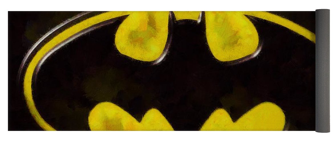 1171x500 Painted Batman Logo Yoga Mat For Sale By Dan Sproul - Batman Logo Painting