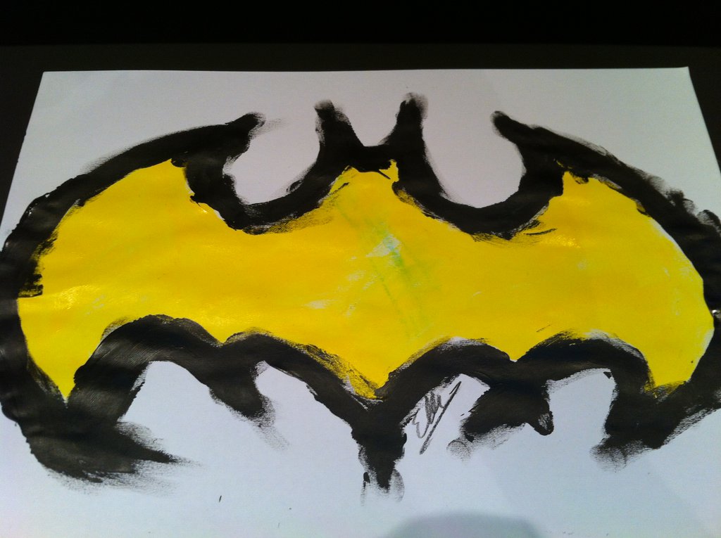 1024x765 Finger Painted Batman Logo By Incubusstellar - Batman Logo Painting