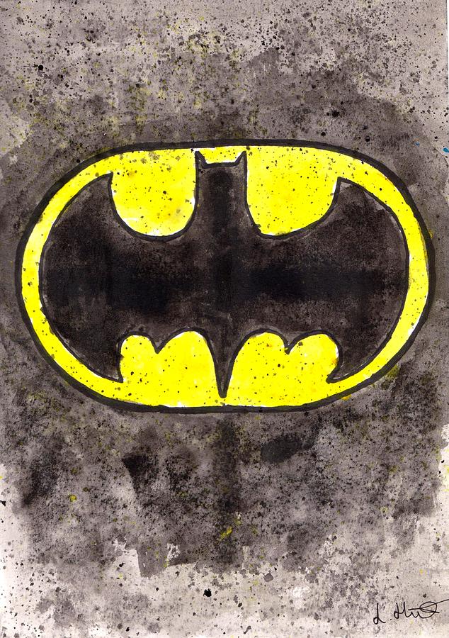 634x900 Batman Logo Painting By Loren Hill - Batman Logo Painting