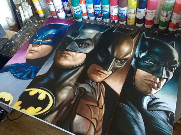 600x450 Batman, Superman And Joker Paintings By Ben Jeffery Killer Kitsch - Batman Painting Games