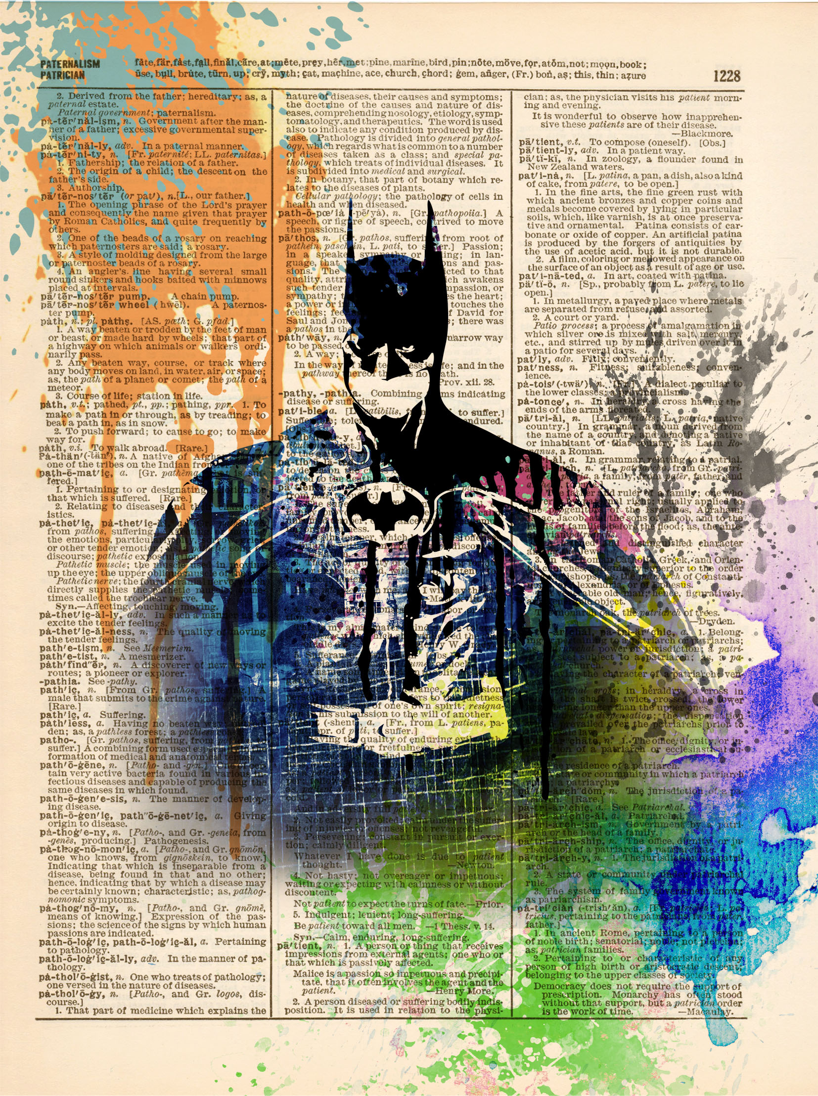 1654x2217 Dictionary Art Print - Batman Painting Online