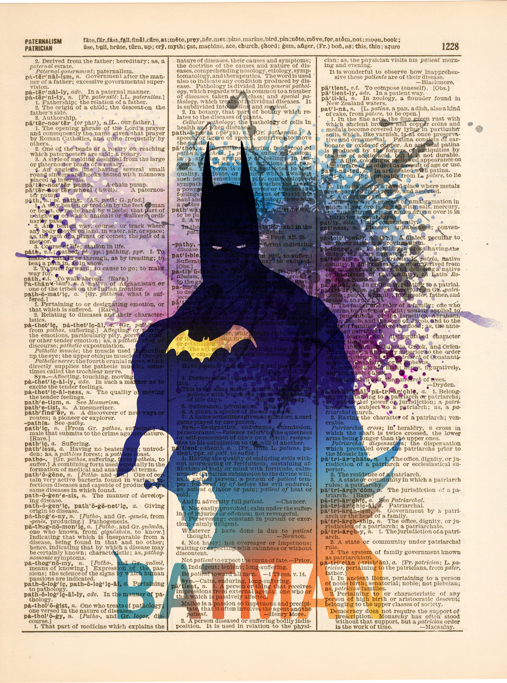 1654x2226 Dictionary Art Print - Batman Painting Online