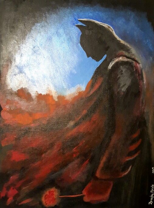 507x685 My Version Of A Batman I Saw Online. Acrylic On Black Canvas. My - Batman Painting Online