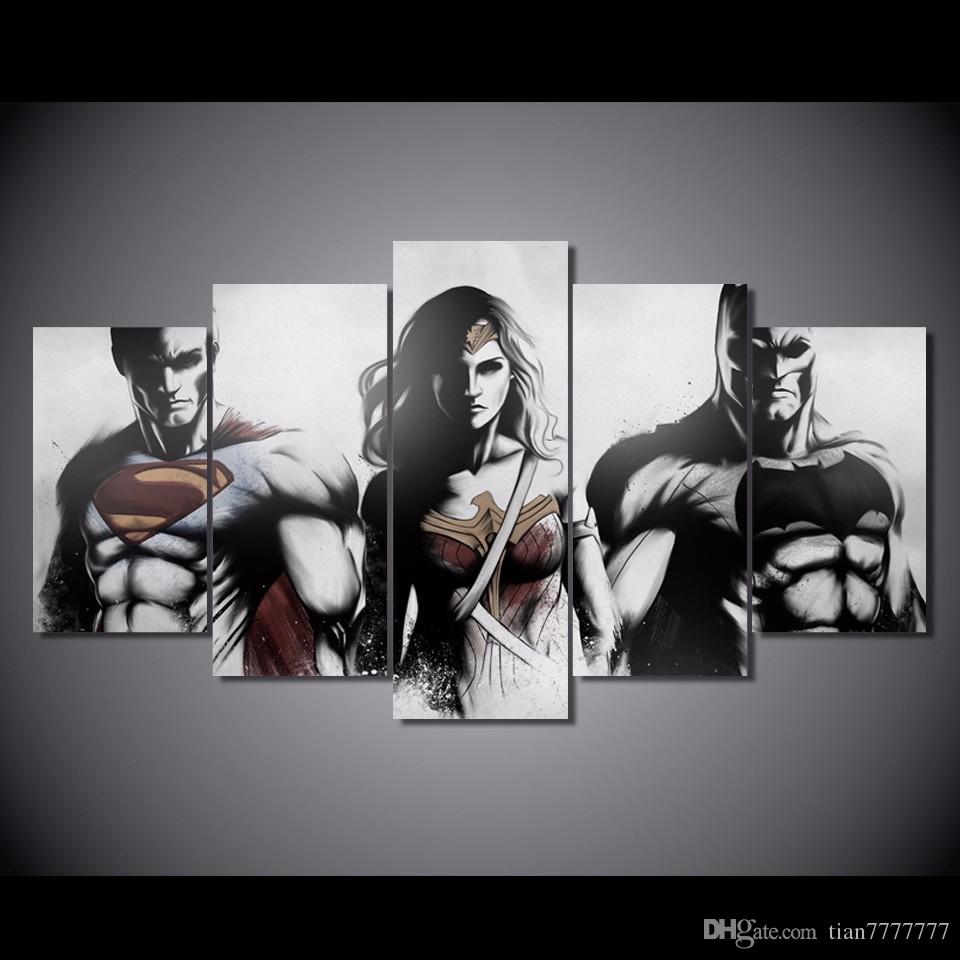 960x960 New Batman V Superman Dawn Of Justice Canvas Painting 5 Panel - Batman Painting Online
