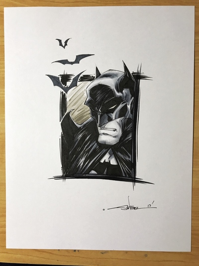 400x534 Original Art Batman Copic Colored The Sketch Art Of Sanchez Shop - Batman Painting Online