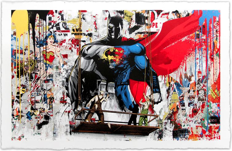 755x493 Mr Brainwash - Batman Superman Painting