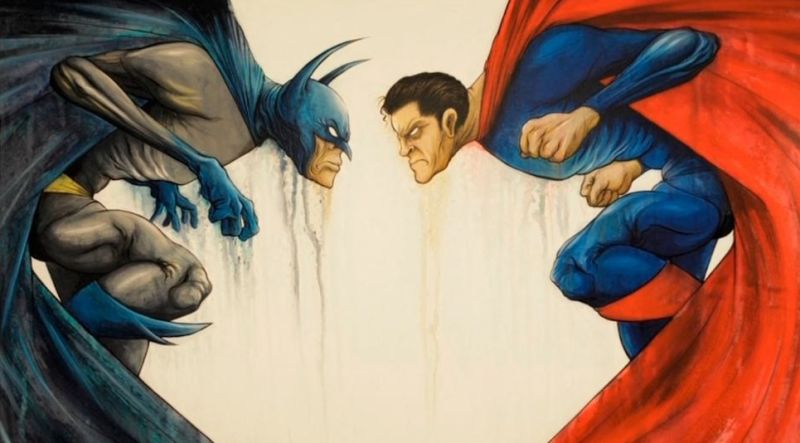 800x443 Zack Snyder Commissioned These Batman Vs. Superman Paintings - Batman Superman Painting