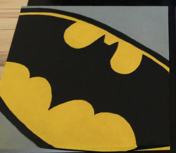 570x498 Batman Symbol Gouache Painting On Wood By Paintersfirstchoice - Batman Symbol Painting