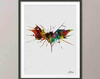 340x270 Batman Watercolor Print Watercolor Painting Watercolor Art - Batman Symbol Painting