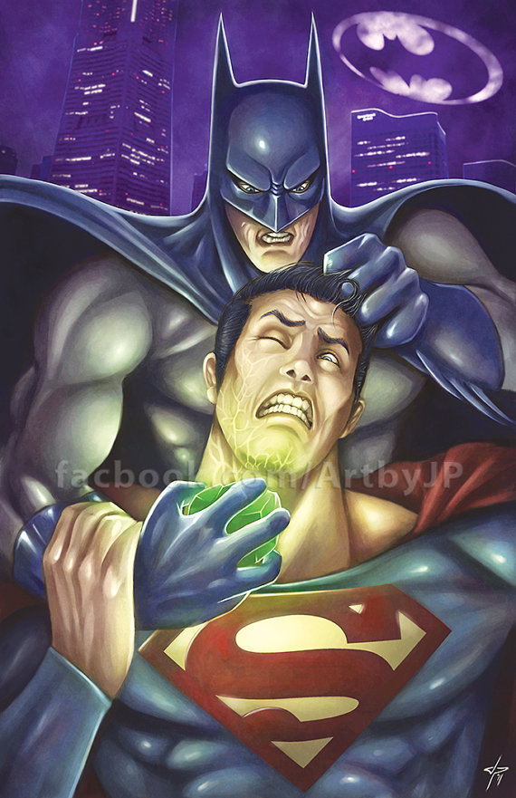 570x881 Batman Vs Superman Painting Poster Print - Batman Vs Superman Painting