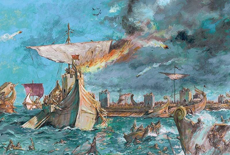 800x539 Cleopatra's Squadron Breaks Out - Battle Of Actium Painting