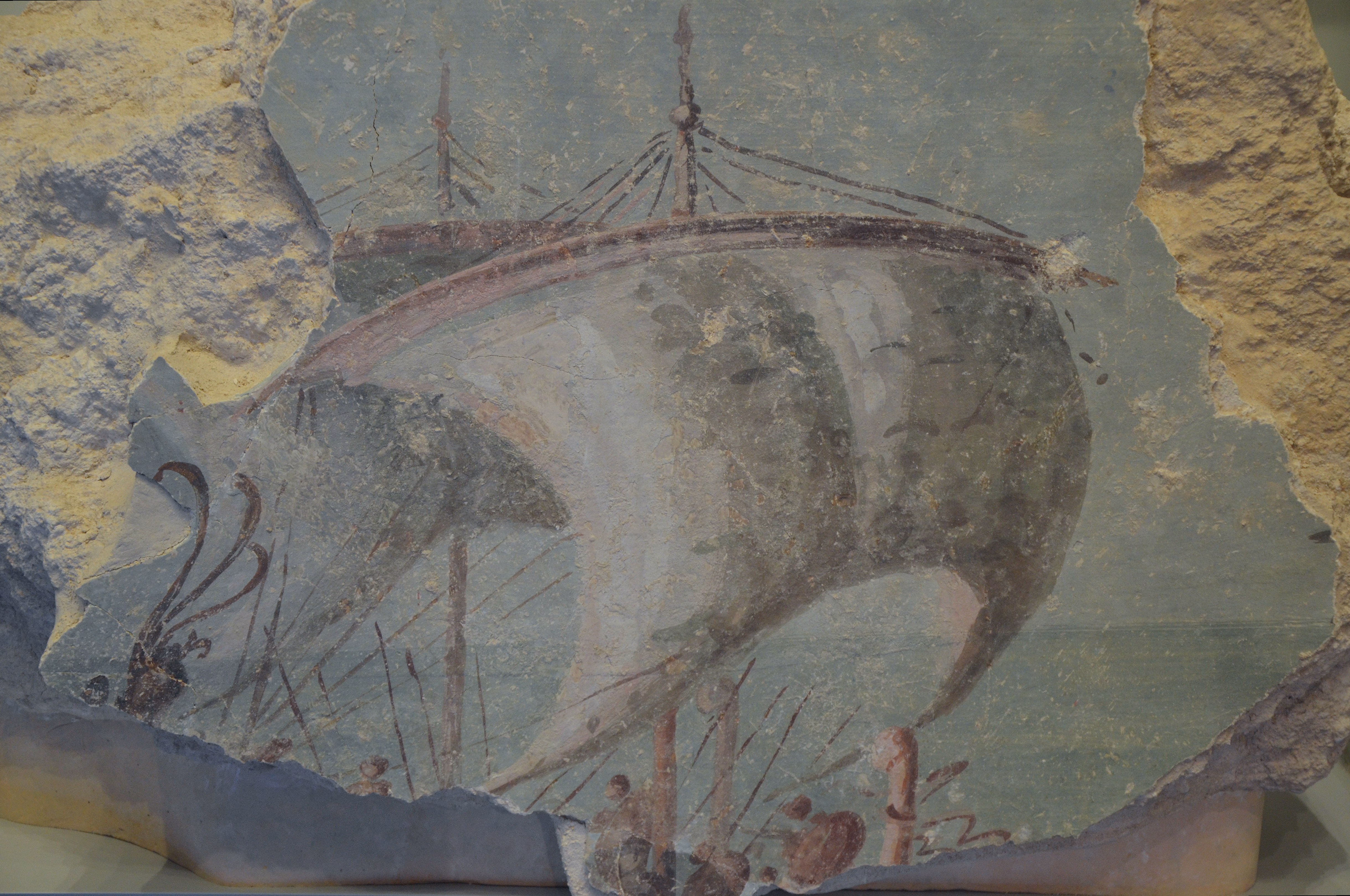 4879x3239 Filewall Painting From Herodium Depicting A Naval Battle, It May - Battle Of Actium Painting