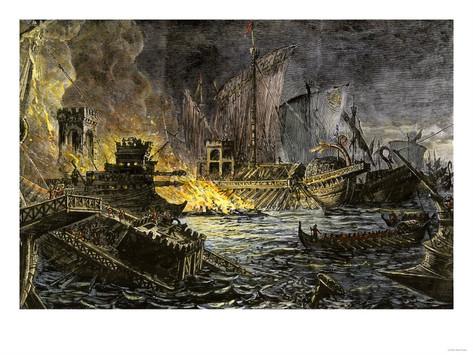 473x355 Sea Battle Of Actium - Battle Of Actium Painting