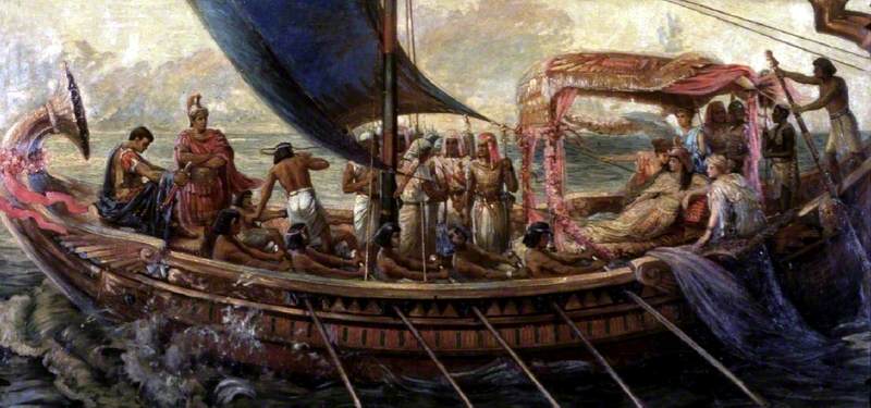 800x375 The Flight Of Antony And Cleopatra From The Battle Of Actium Art Uk - Battle Of Actium Painting