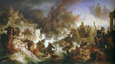 454x256 War - Battle Of Actium Painting
