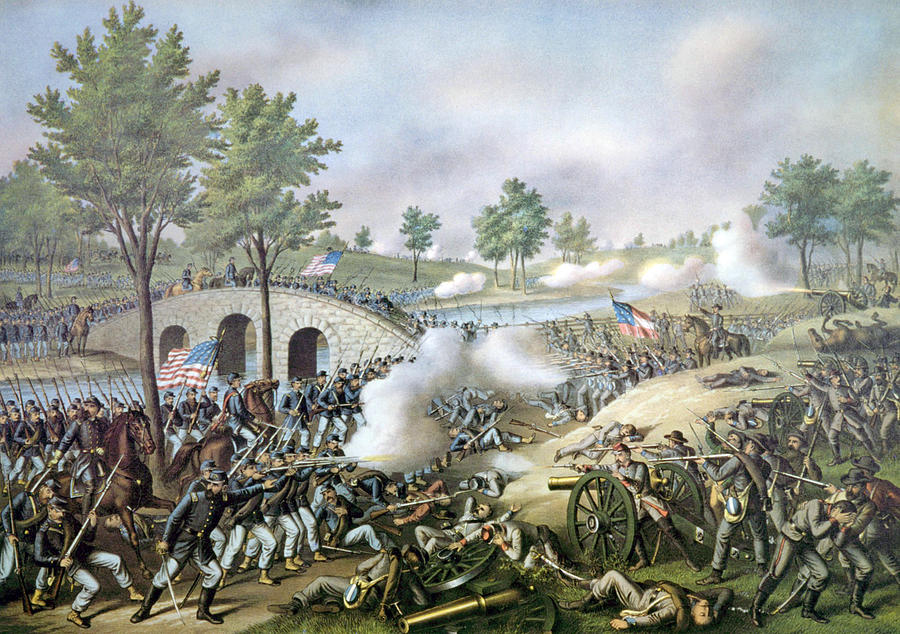 900x634 The Battle Of Antietam, September 17 Photograph By Everett - Battle Of Antietam Painting