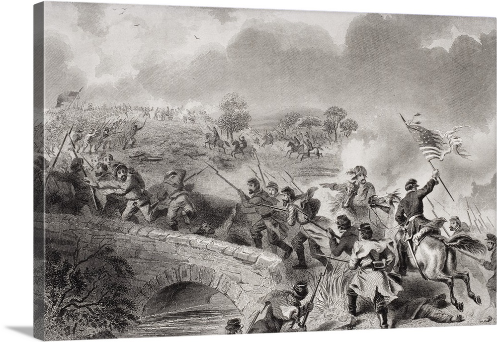 1000x688 The Taking Of The Bridge On Antietam Creek - Battle Of Antietam Painting