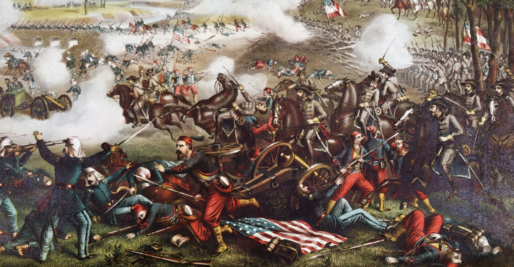 1038x539 Lithograph Of The First Battle Of Bull Run 2 - Battle Of Bull Run Painting