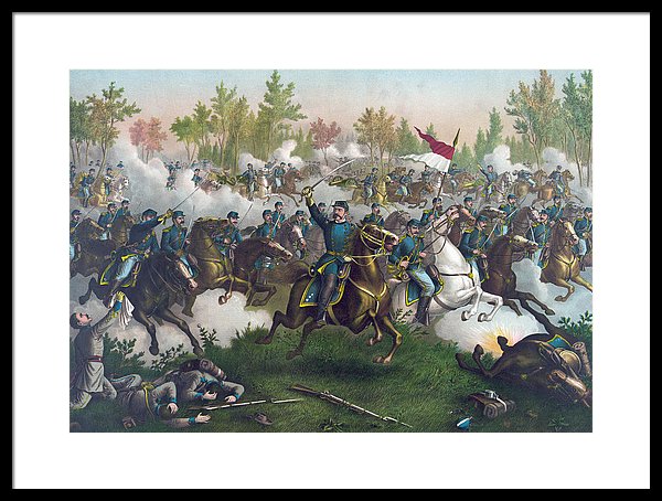 600x454 The Battle Of Cedar Creek, Framed Print By American School - Battle Of Cedar Creek Painting