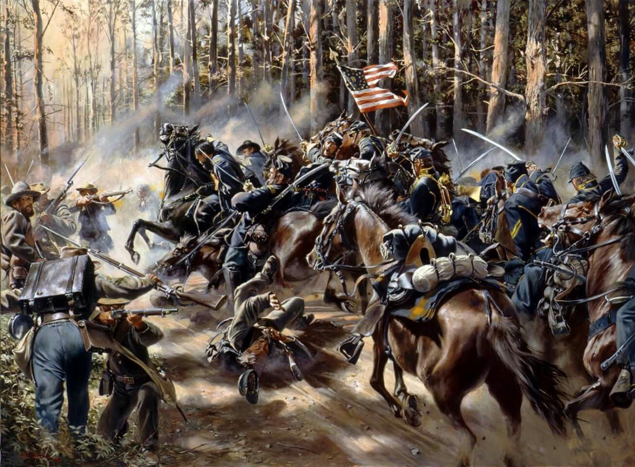 1306x960 Charge The Charge Of The 8th Pennsylvania Cavalry - Battle Of Chancellorsville Painting