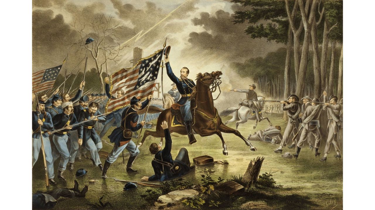 1280x720 Violence In A Thunderstorm The Battle Of Chantilly - Battle Of Chancellorsville Painting